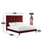 Glorious Fabric Queen Size Bed in Dark Red Colour