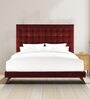 Glorious Fabric Queen Size Bed in Dark Red Colour