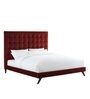 Glorious Fabric Queen Size Bed in Dark Red Colour