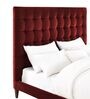 Glorious Fabric Queen Size Bed in Dark Red Colour