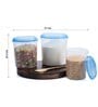 Varmora Glory Round Transparent-Blue| Kitchen Storage Containers- Set of 3 | With Air-Tight Lid |5Kg, 7kg, 10kg | BPA-Free Food-Grade Plastic