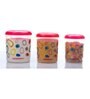 Varmora Glory Round Printed-Raspberry Pink| Kitchen Storage Containers- Set of 3 | With Air-Tight Lid |5kg, 7Kg, 10kg| BPA-Free Food-Grade Plastic