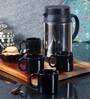Gloss Textured Black & Silver Ceramic (Set of 7) Teaware Set