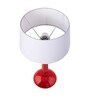 Glossy Red Cubist Aluminium Table Lamp With Green Cone Shade, Bedside, Living Room Study Lamp, Bulb Included