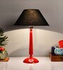 Glossy Red Cubist Aluminium Table Lamp With Red Drum Shade, Bedside, Living Room Study Lamp, Bulb Included