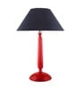 Glossy Red Cubist Aluminium Table Lamp With Red Drum Shade, Bedside, Living Room Study Lamp, Bulb Included
