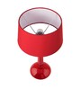 Glossy Red Cubist Aluminium Table Lamp With White Drum Shade, Bedside, Living Room Study Lamp, Bulb Included