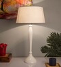 Glossy White Royal Ovoid Aluminium Table Lamp With Green Cone Shade, Bedside, Living Room Study Lamp, Bulb Included