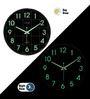 Black Glow-In-The-Dark Wall Clock With Green Luminous Numbers (33 Cm)