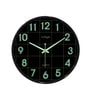 Black Glow-In-The-Dark Wall Clock With Green Luminous Numbers (33 Cm)