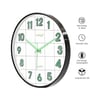 White & Black Glow-In-The-Dark Wall Clock With Green Luminous Numbers (33 Cm)