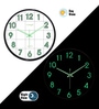 White & Black Glow-In-The-Dark Wall Clock With Green Luminous Numbers (33 Cm)