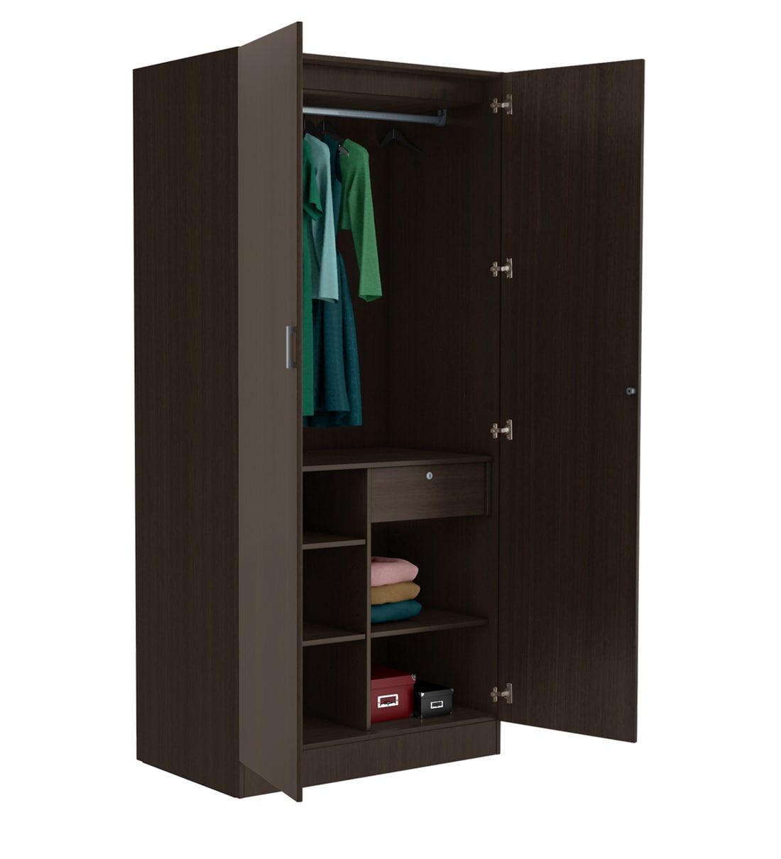 Buy Genesys Wooden 2 Door Wardrobe in Wenge Finish by Godrej Interio