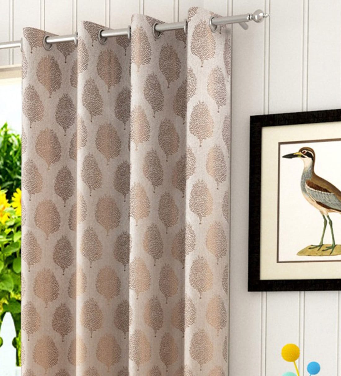 Buy Polyester Semisheer 5 Feet Eyelet Window Curtain By Skyloom Online Floral Window Curtains Curtains And Drapes Furnishings Pepperfry Product