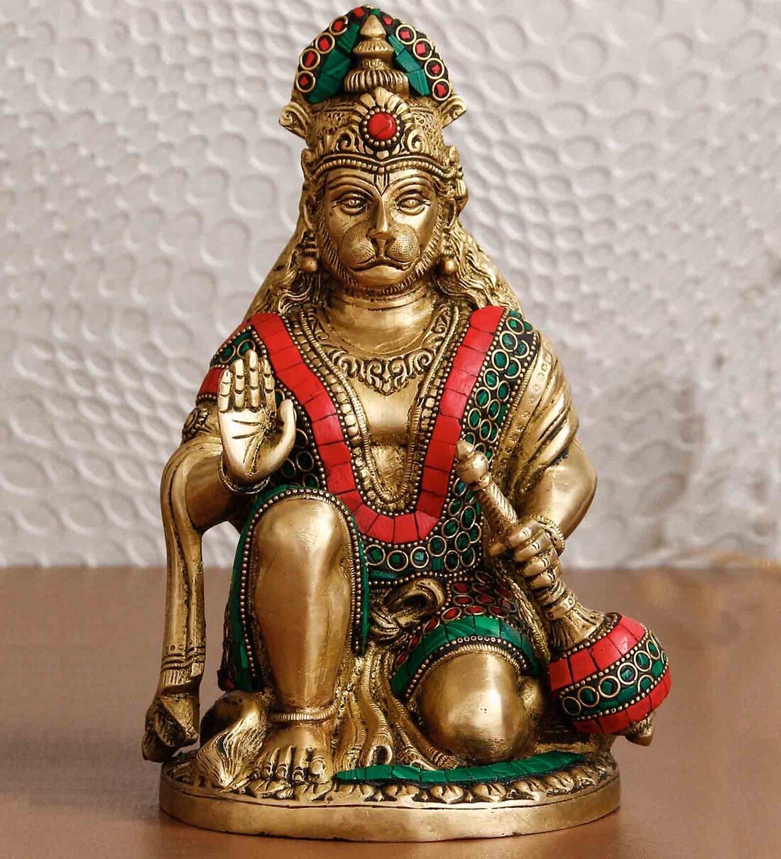 Buy Gold Brass Blessing Lord Hanuman Idol At 6% OFF By ECraftIndia ...