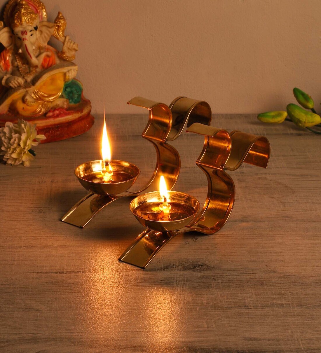 Buy Gold Brass Om Akhand Brass Diya At 37 Off By Amaya Decors Pepperfry