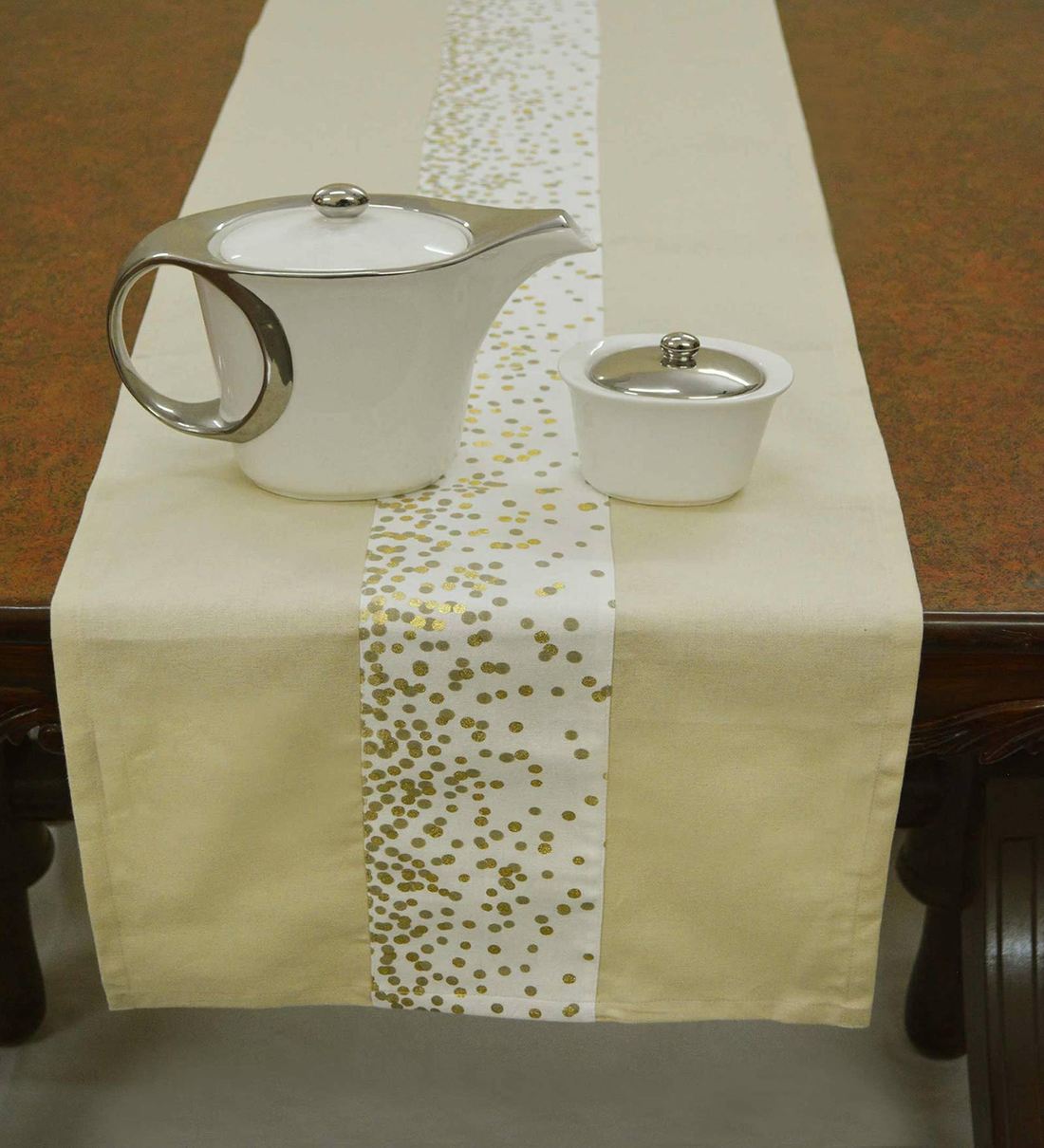 Buy Plain Solid Gold Cotton 59X15 Inches Table Runner By R Home Online