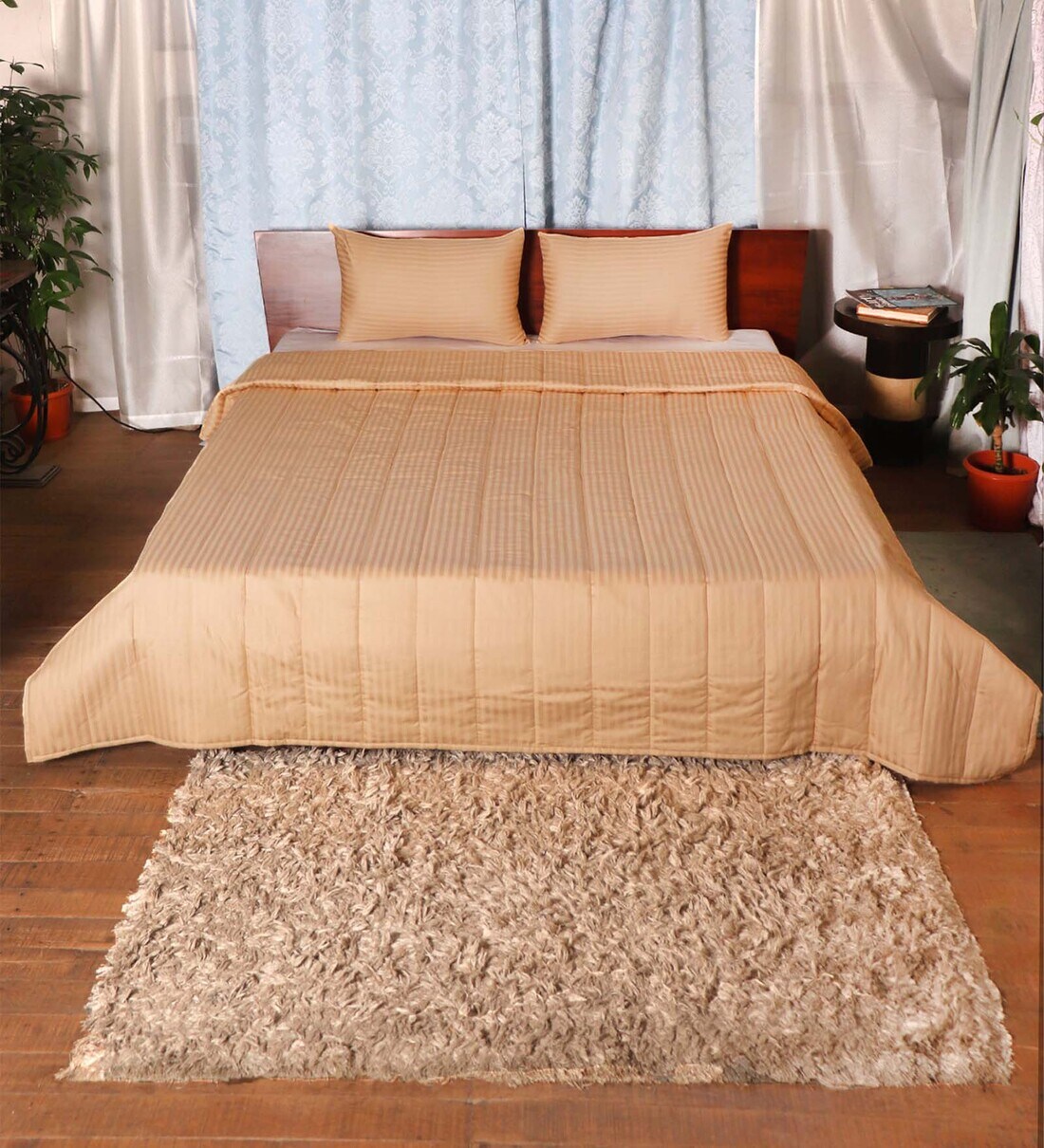 Buy Gold Cotton Solid 150 GSM Quilt Set at 100 OFF by Zeba Pepperfry