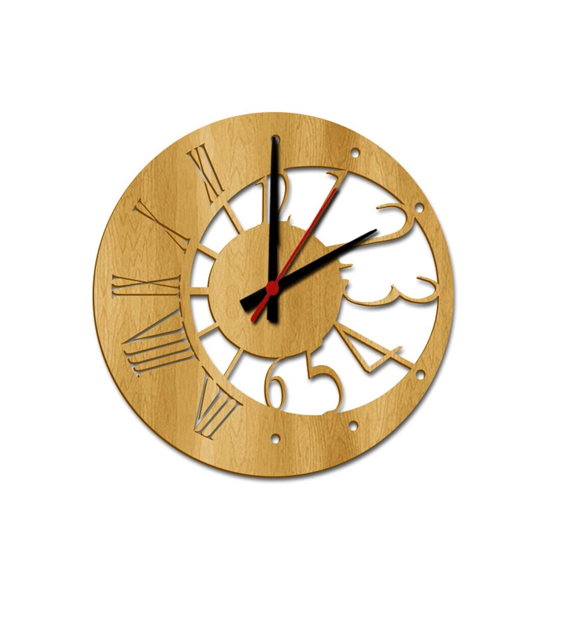 Buy Brown Engineered Wood Analog Wall Clock By WallMantra Online
