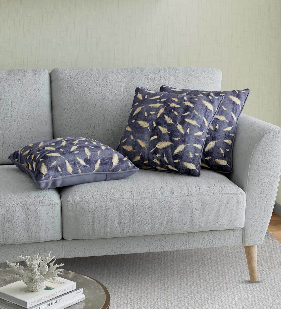 Buy Gold Floral Cotton 16 x 16 Inches Cushion Cover by Jaipur Fabric Online Nature Print