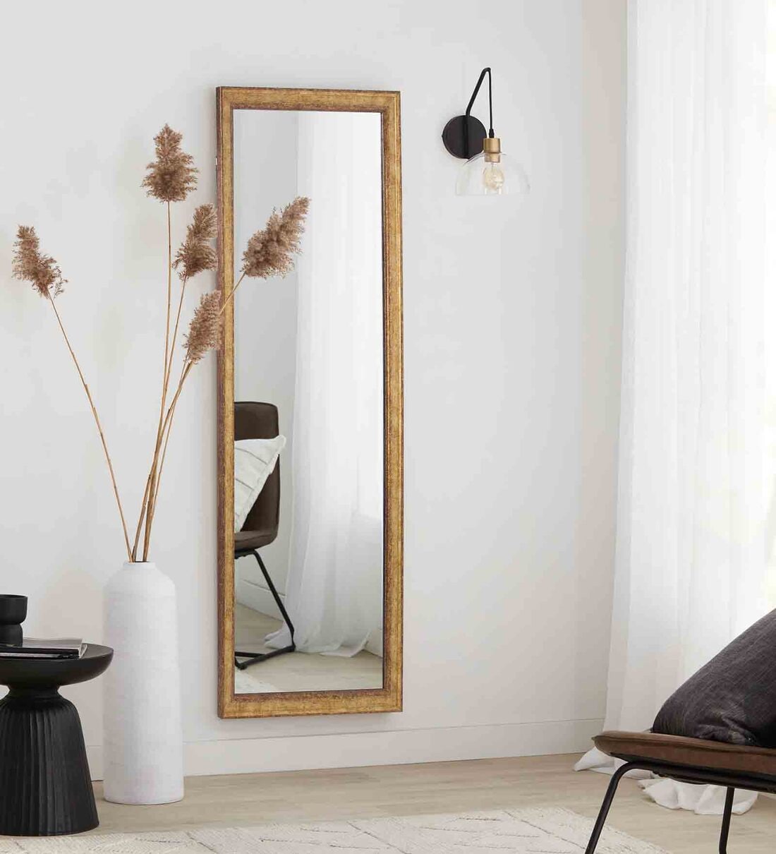 Buy Gold Glass & Fiber Full Length Mirror by Delightful Decor at 38