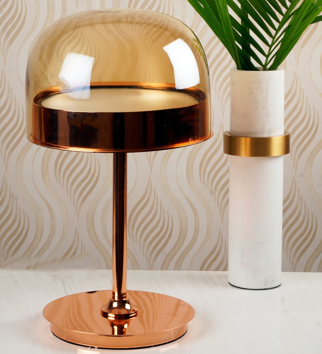 Buy Gold Glass Shade Table Lamp with Gold Base by Hermosa Casa Online