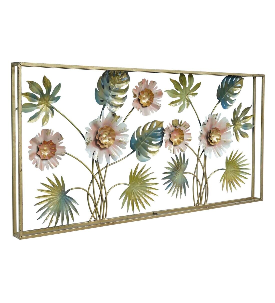 Buy Gold Iron Peach Flower Garden Metal Wall Art by The Shining Rays