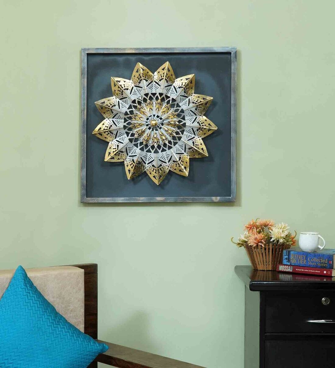 Buy Gold Iron Pearl White Zen Metal Wall Art by The Shining Rays Online