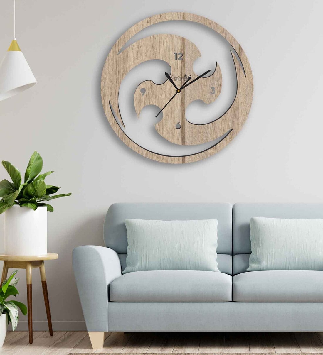 Buy Beige MDF Framed Analog Wall Clock by Petrex Online Modern Wall