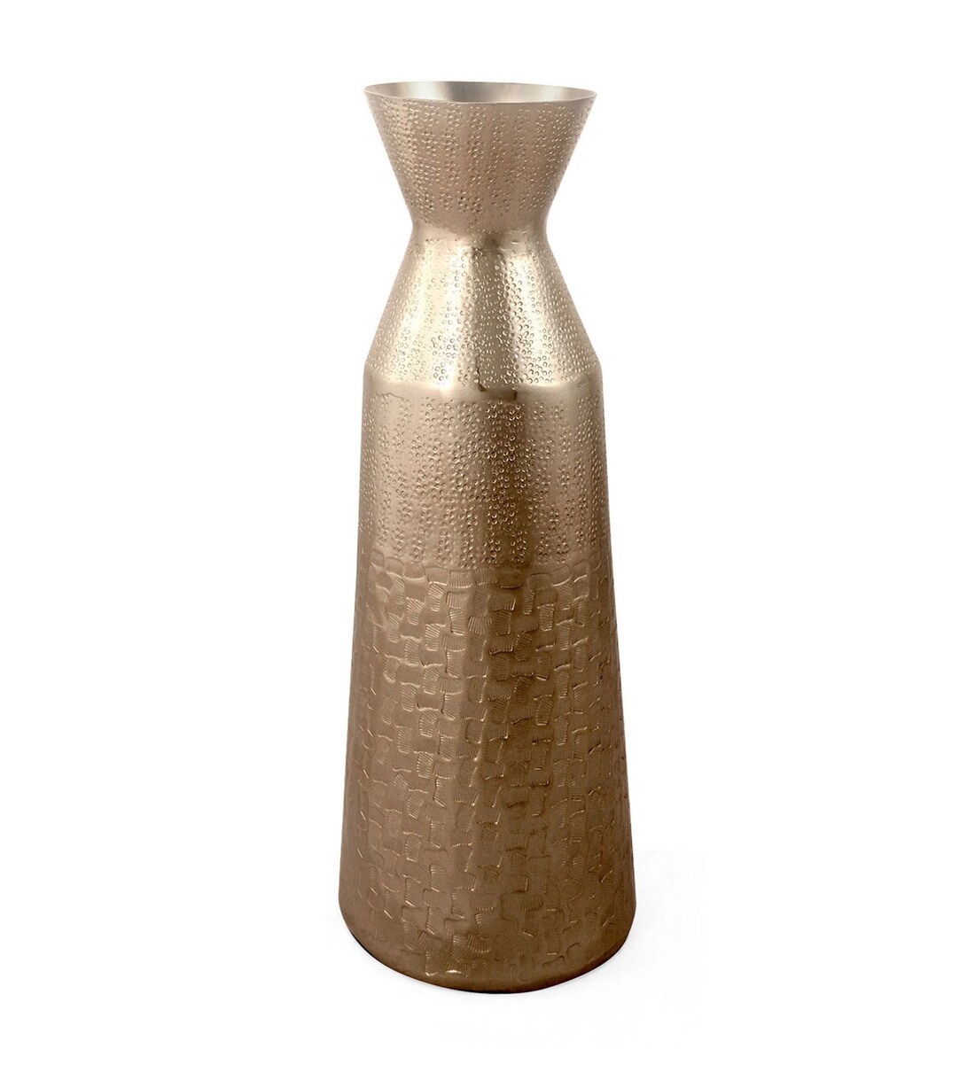 Buy Gold Metal Double Hammered Bottle Vase by home Online Metal