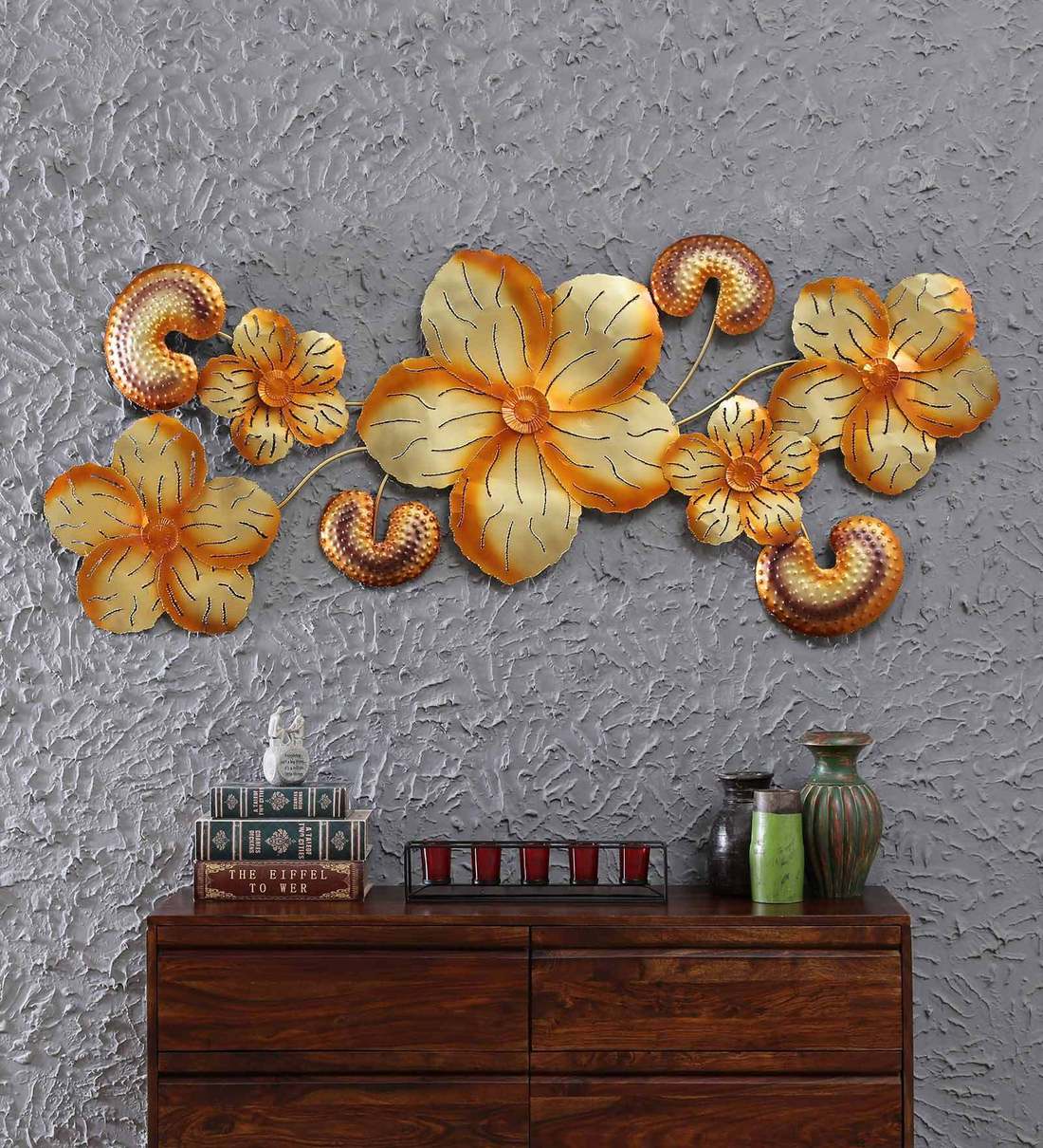 Buy Wrought Iron Leaf Wall Art In Gold By Malik Design Online Floral