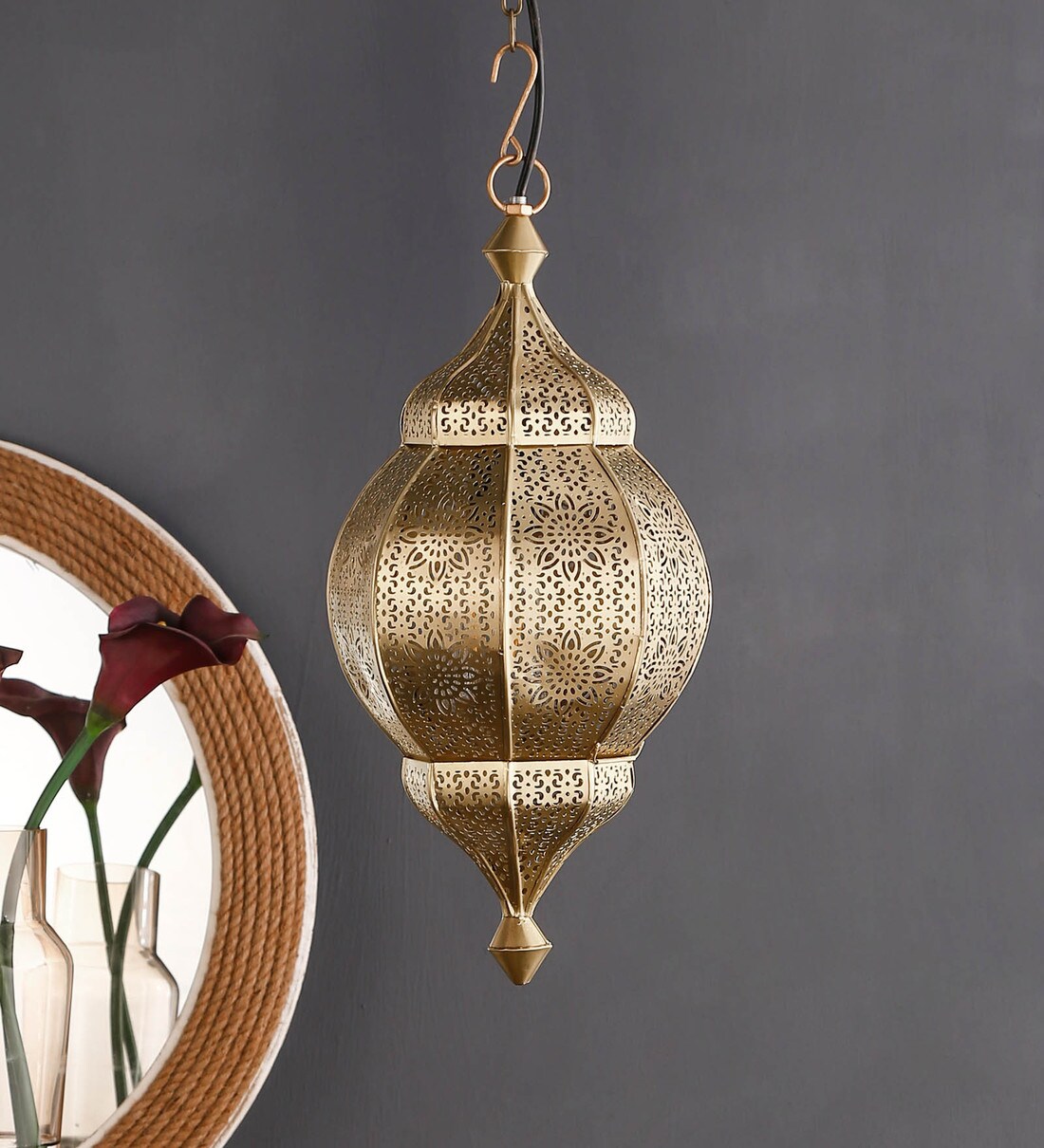 Buy Gold Metal Single Hanging Lights By Homesake Online Novelty Hanging Lights Ceiling