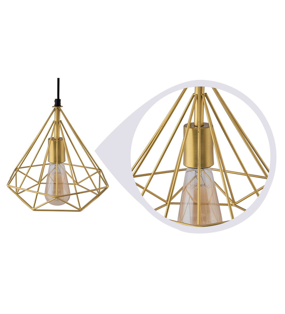 Buy Gold Metal Single Hanging Lights by Homesake Online Geometric