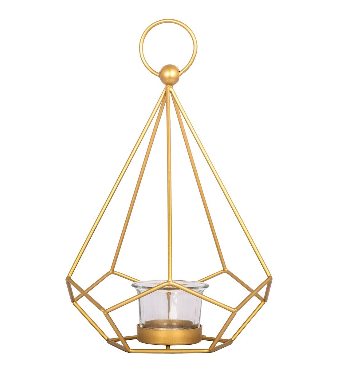 Buy Gold Metal Hexagon Hanging Tea Light Holder By House Of Sajja