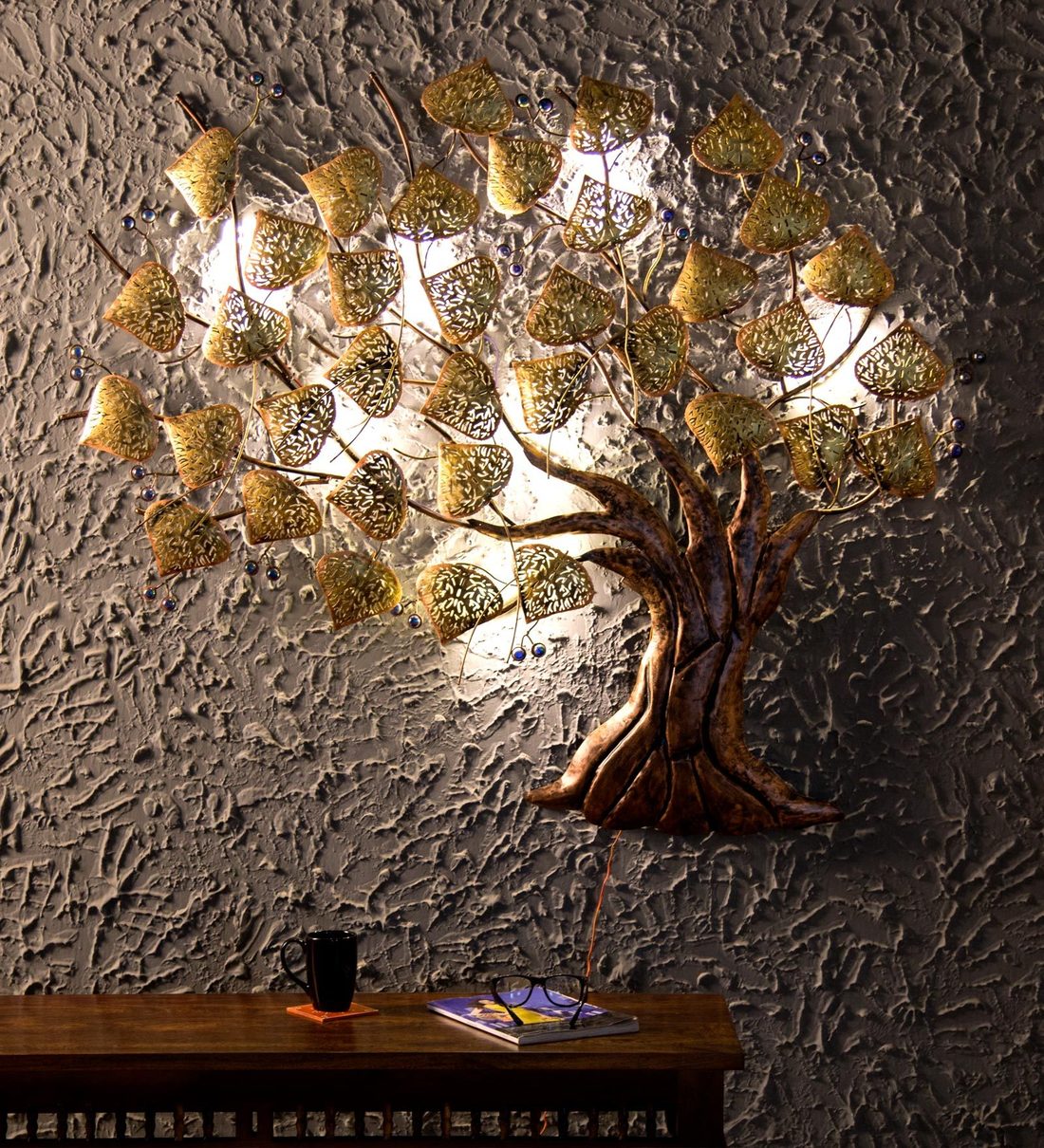 Buy Gold Metal Decorative With Led Wall Art by Awesome Online Floral