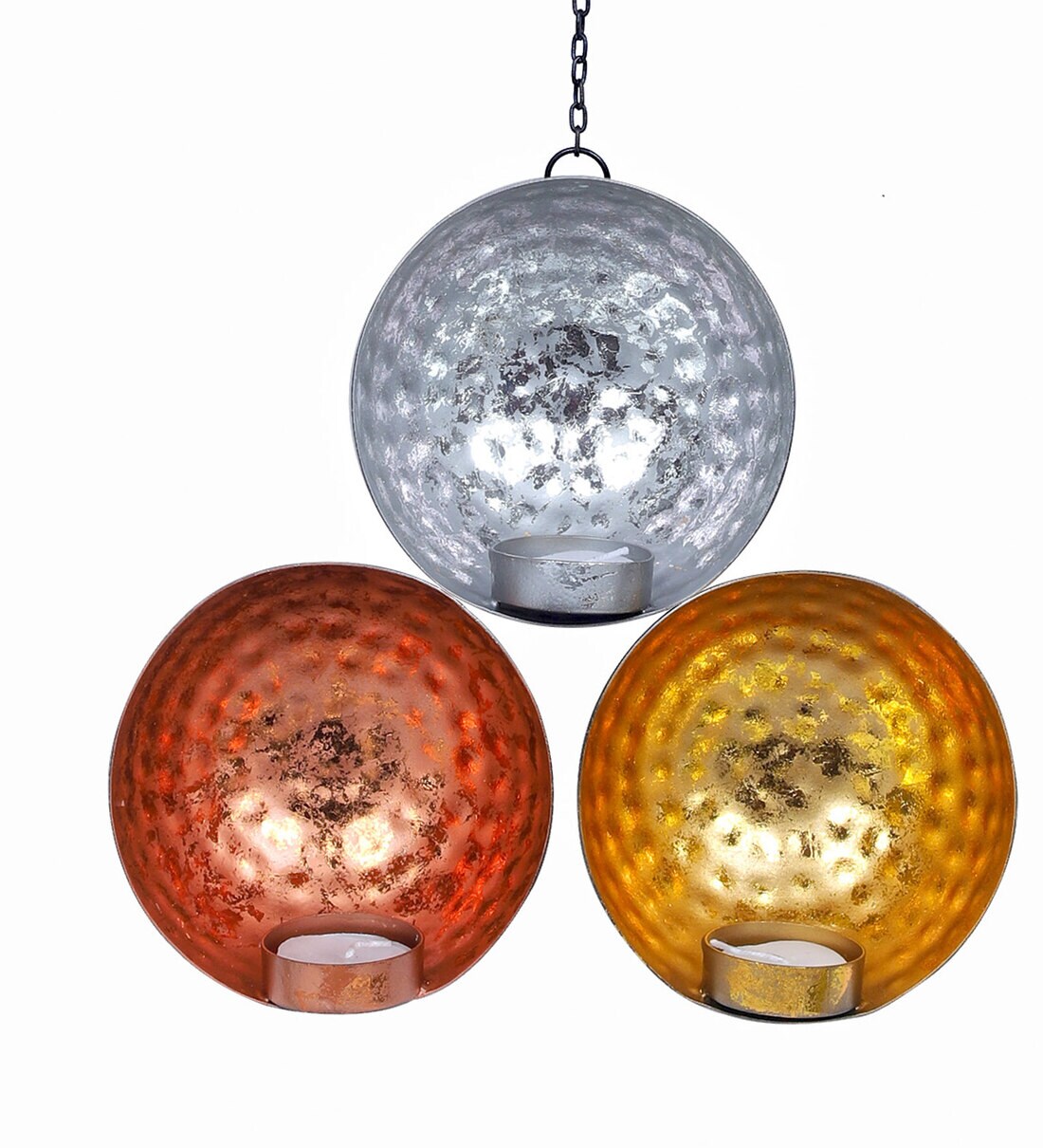 Buy Gold Metal Set Of 2 Wall Hanging Candle Holder By Tied Ribbons Online Hanging Tea Light