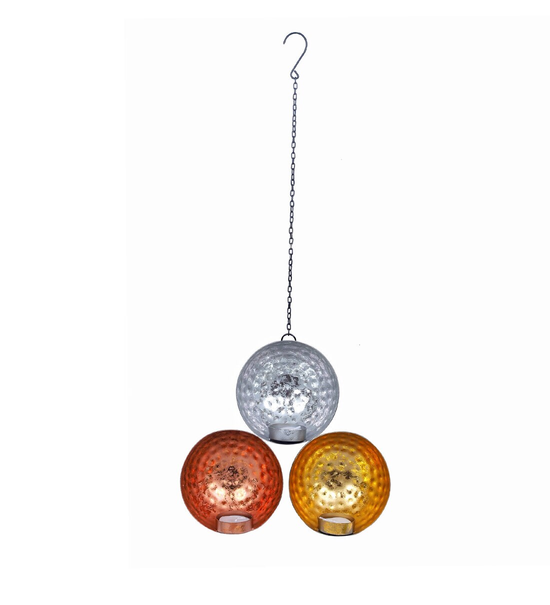 Buy Gold Metal Set Of 2 Wall Hanging Candle Holder By Tied Ribbons