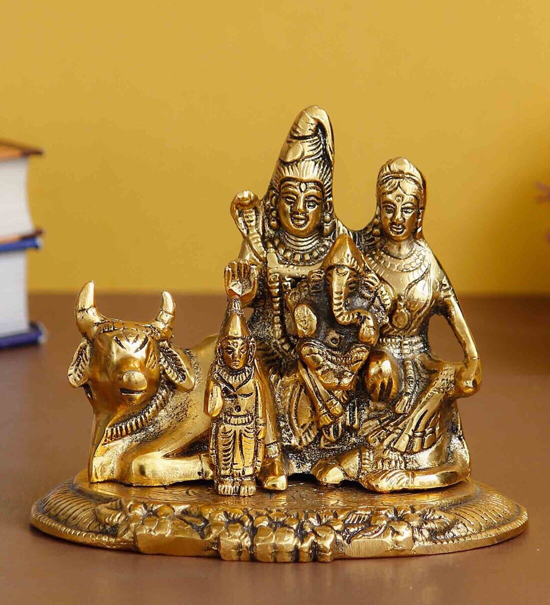 Buy Gold Metal Shiva Parvati Idol with Nandi by eCraftIndia at 30% OFF ...