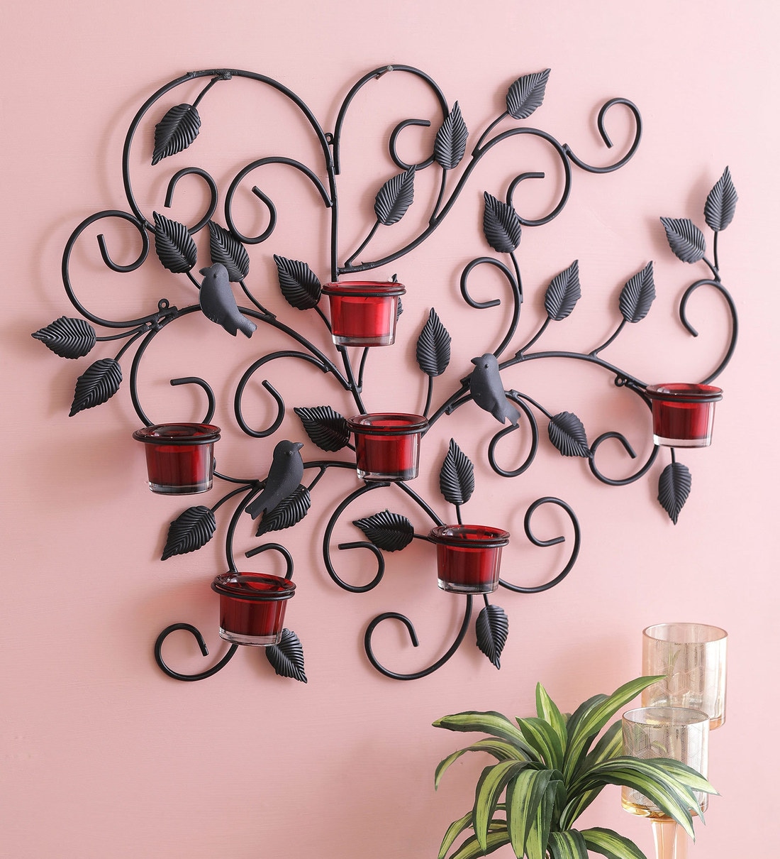 Buy Gold Metal Wall Candle Holder by Home Sparkle Online Wall Tea