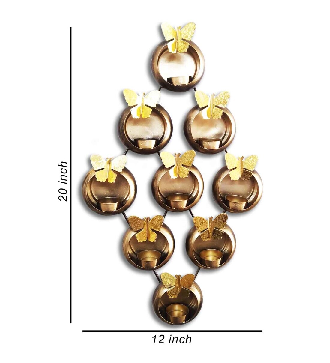 Buy Gold Metal Wall Hanging Candle Holder by Wens Online Wall Tea