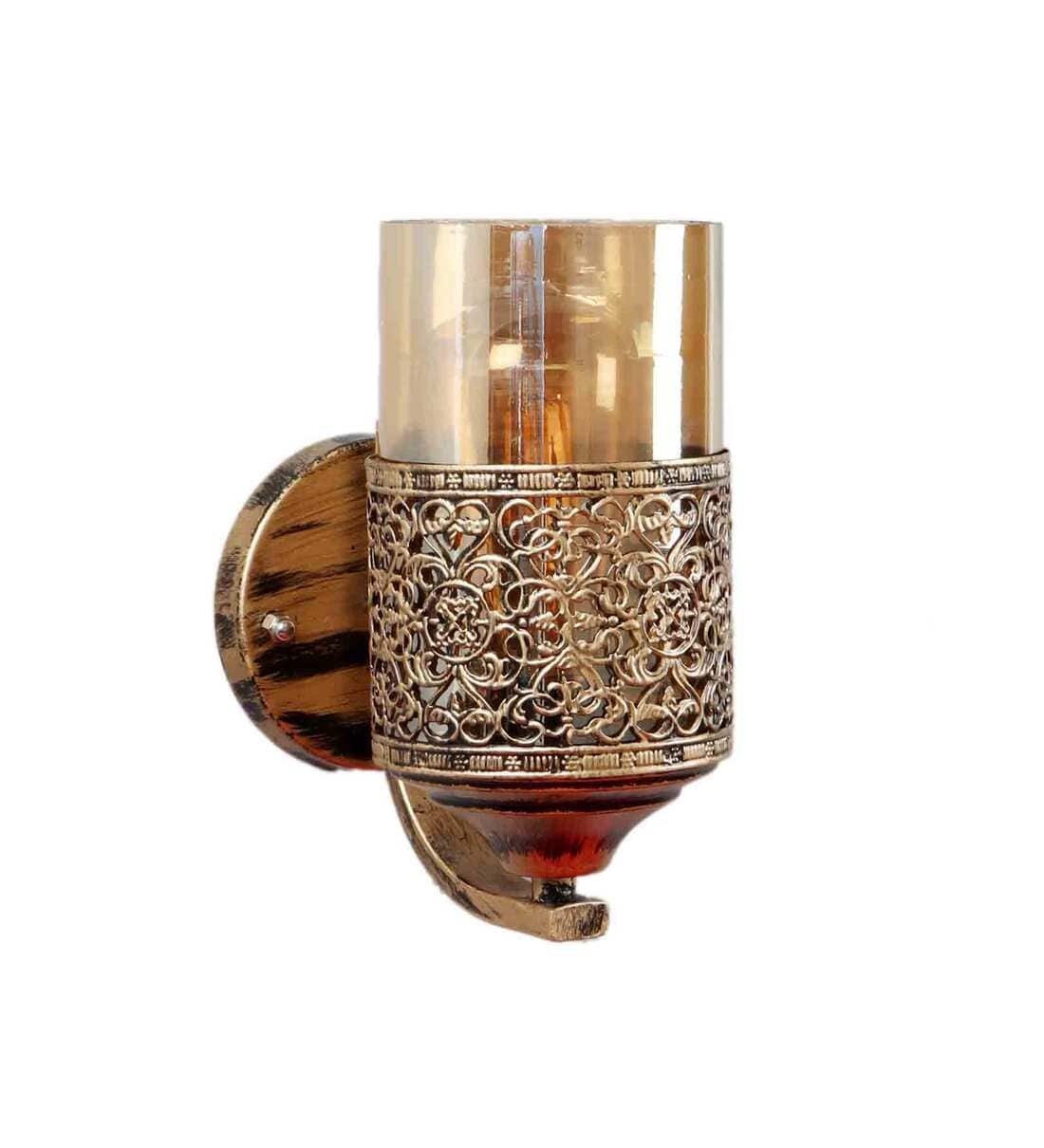 Buy Gold Metal Wall Light By Foziq Online Uplight Wall Lights