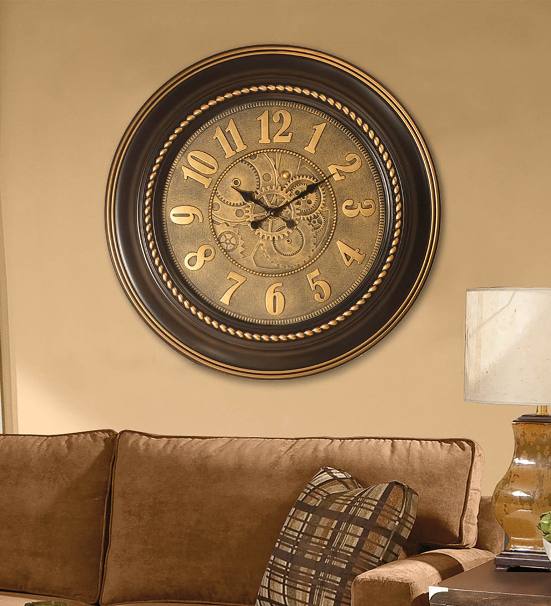 Buy Gold Plastic Analog Antique Beads Wall Clock by @Home Online ...