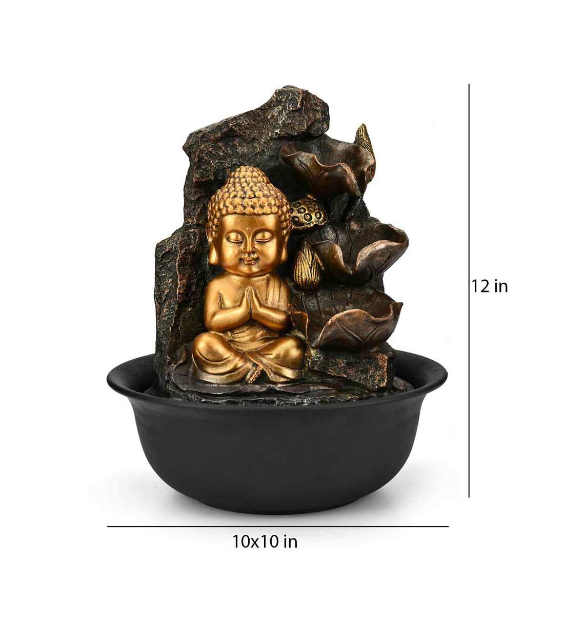 Buy Gold Polyresin Baby Monk Water Fountain by home Online Indoor
