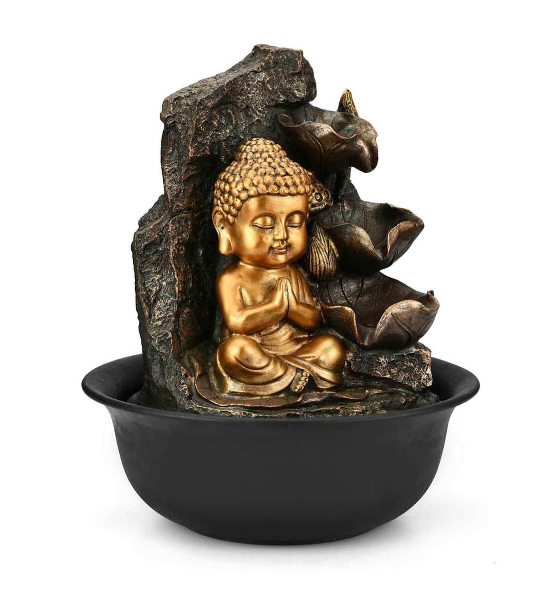 Buy Gold Polyresin Baby Monk Water Fountain by home Online Indoor