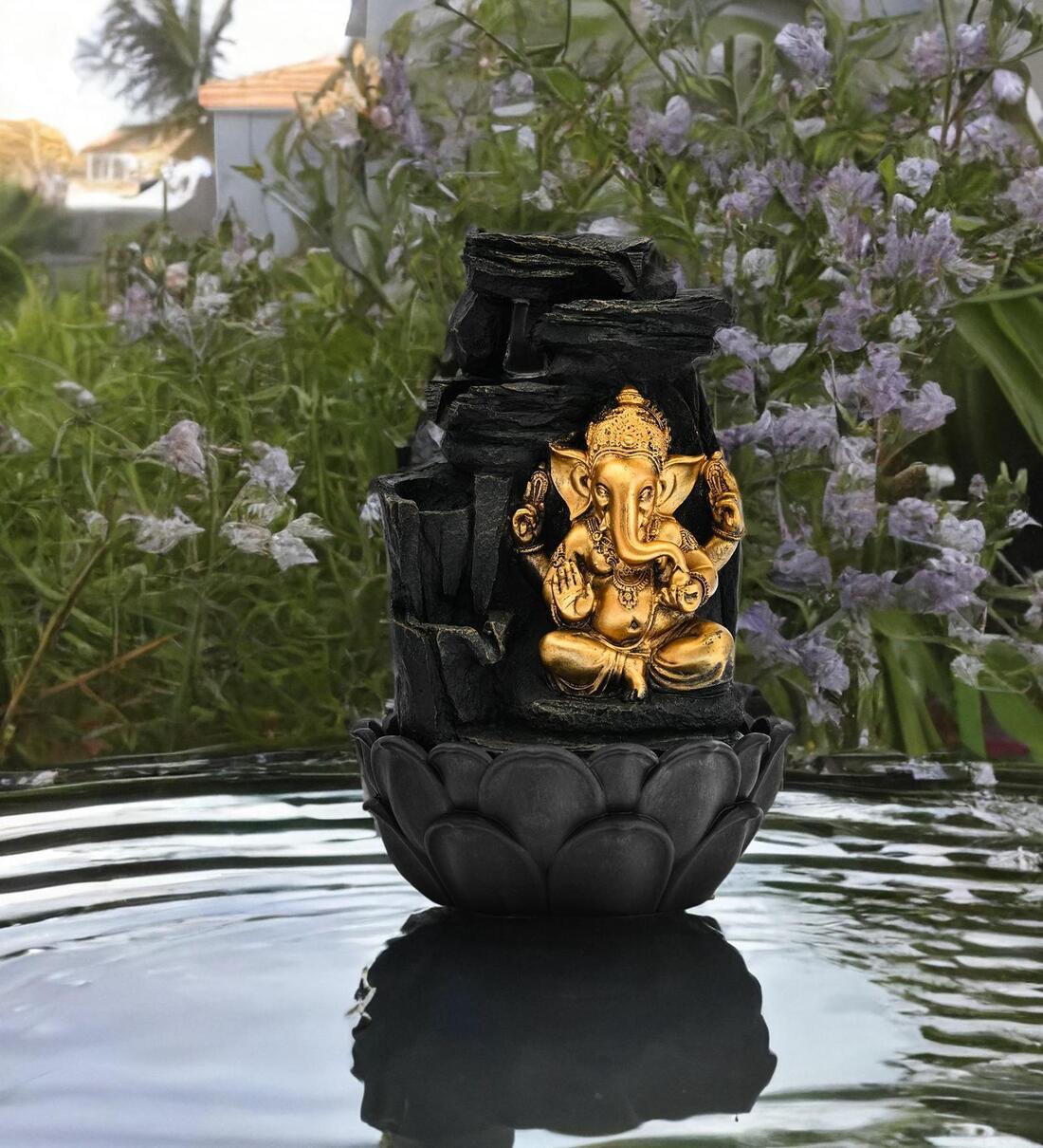Buy Gold Polyresin Ganesha Mudra Water Fountain, at 20 OFF by home