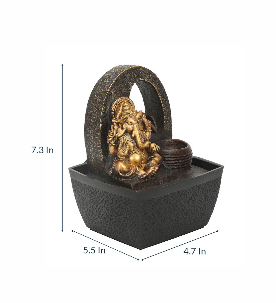 Buy Gold Polyresin Ganesha Water Fountain By Home Online Indoor