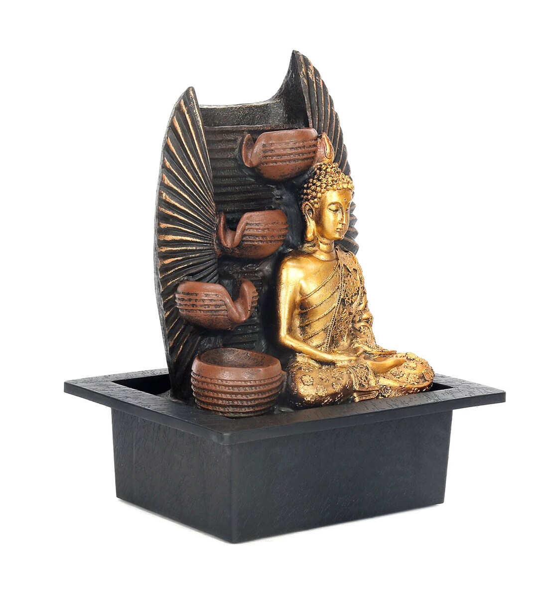 Buy Gold Polyresin Meditating Buddha Indoor Water Fountain by home