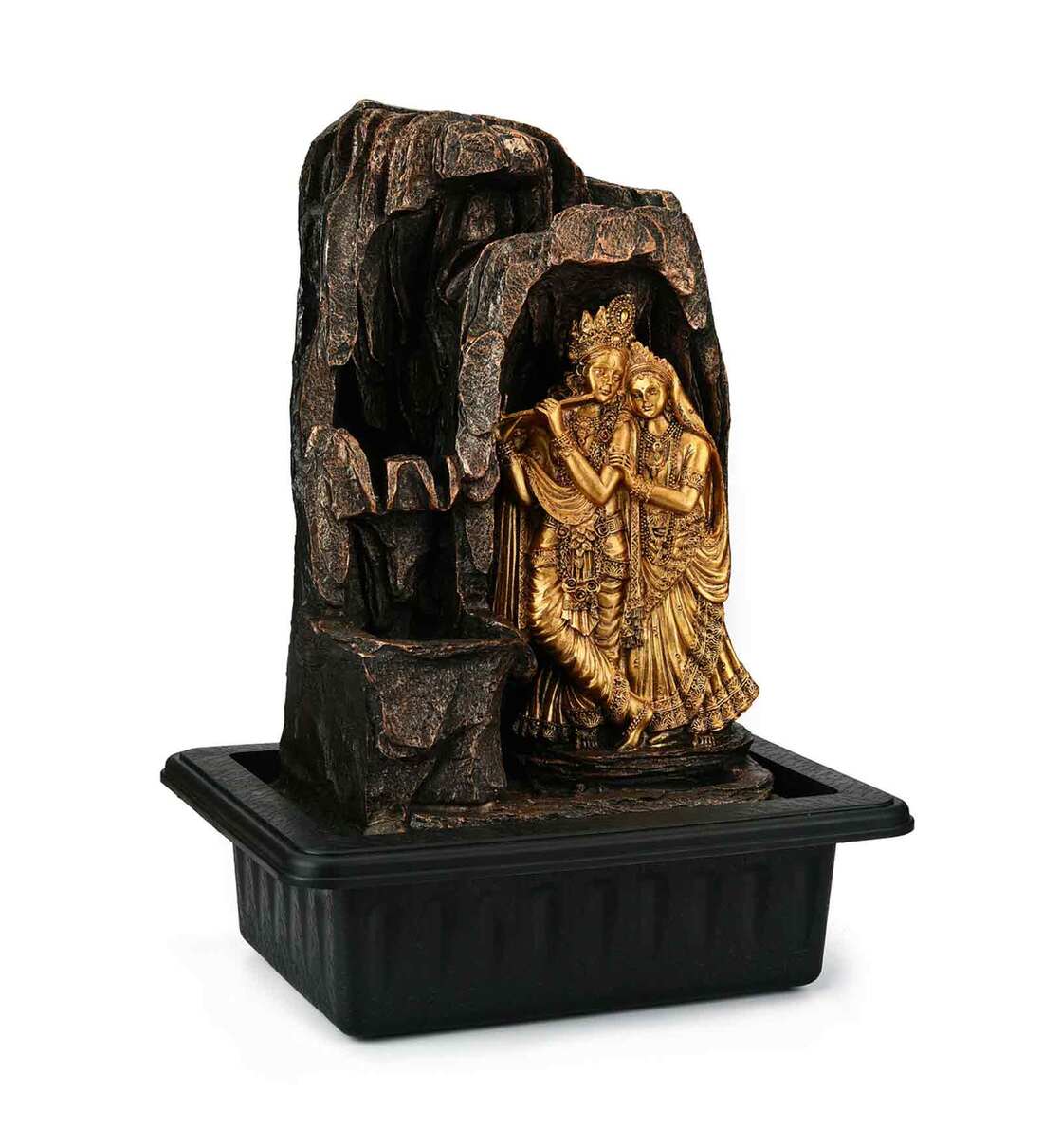 Buy Gold Polyresin Radha Krishna Water Fountain by home Online