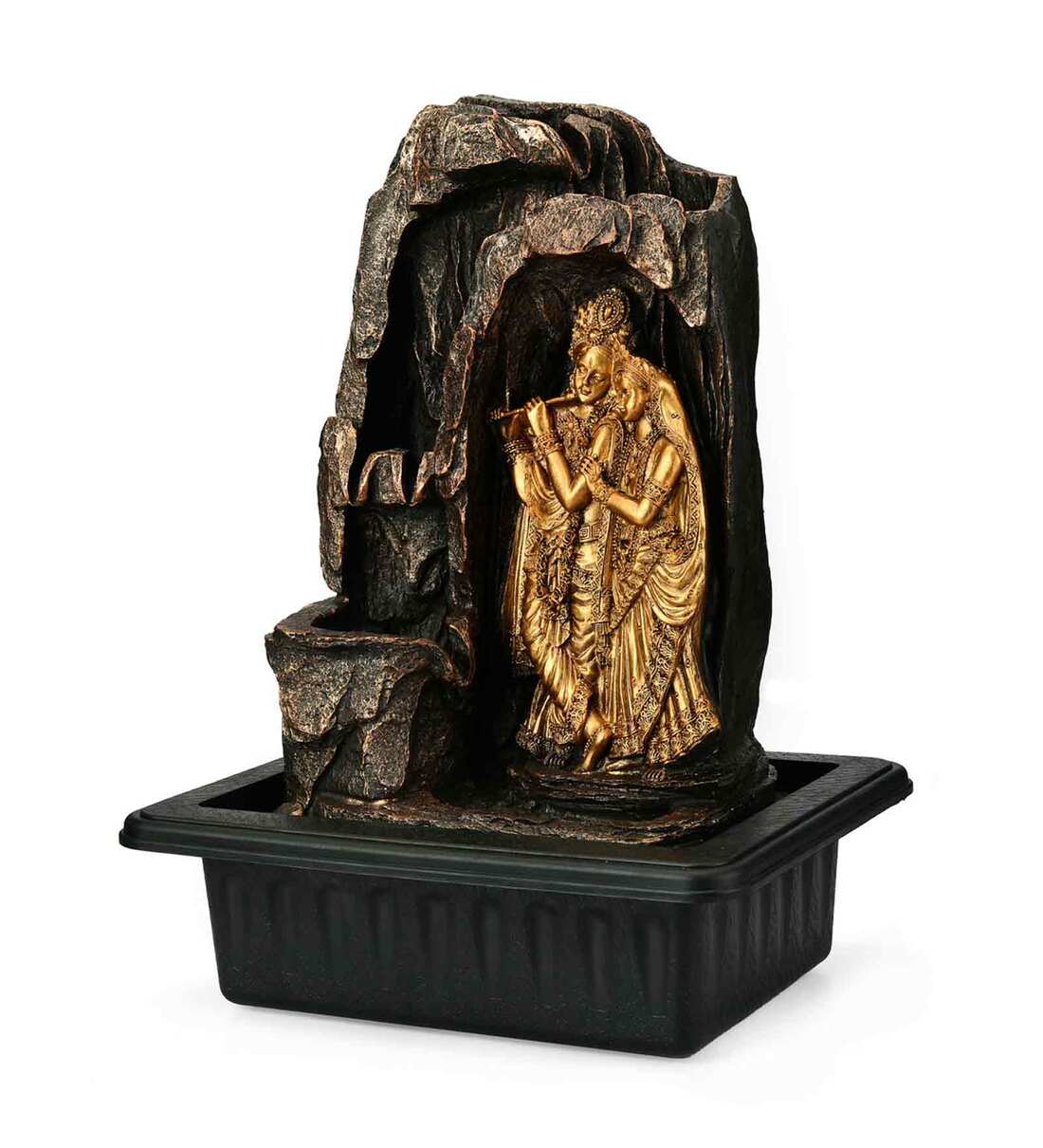 Buy Gold Polyresin Radha Krishna Water Fountain by home Online