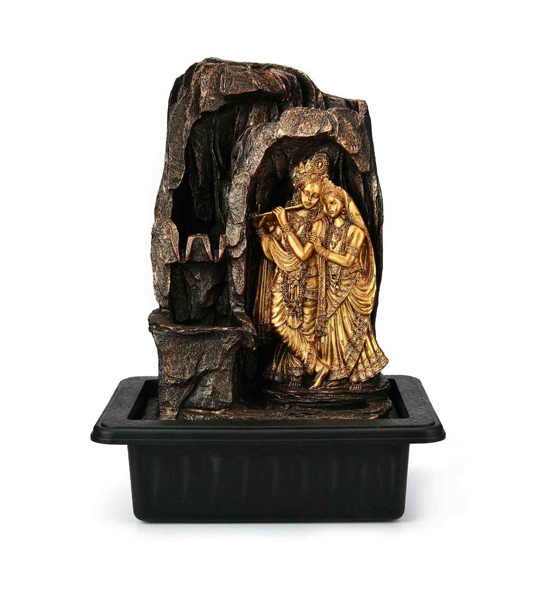 Buy Gold Polyresin Radha Krishna Water Fountain by home Online